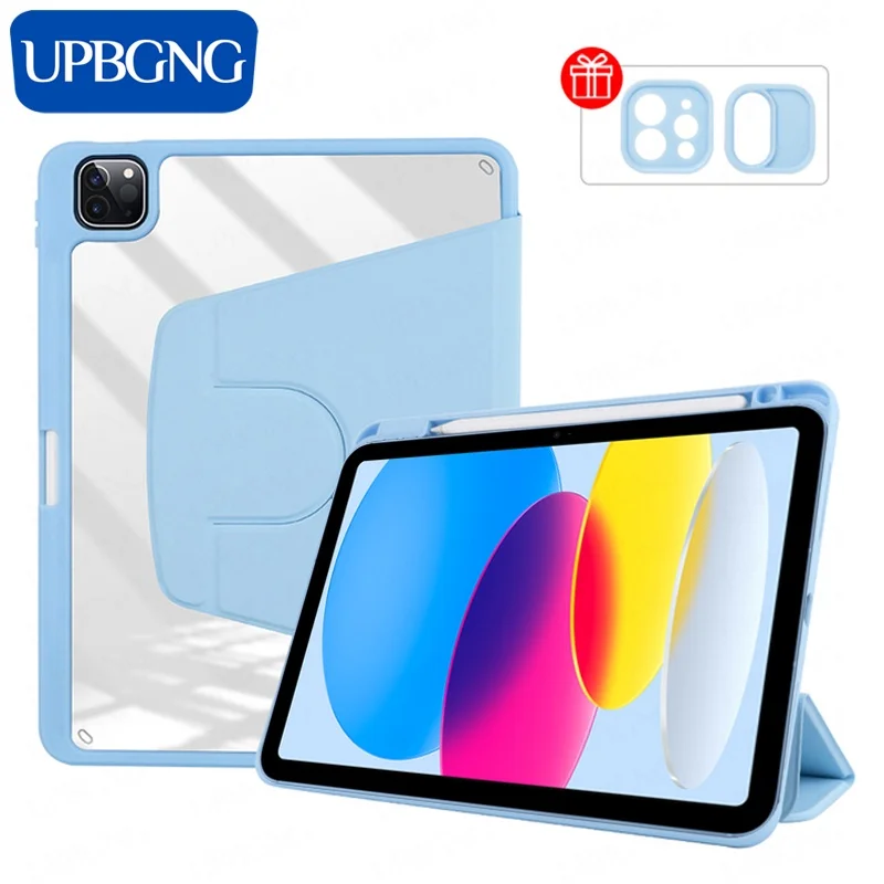 UPBGNG Case for iPad 10th 2022 Rotating Cover for iPad Air 5th 4th Gen 10.9 iPad 8th 9th Gen Pro 11 2022 with Clear Back Shell