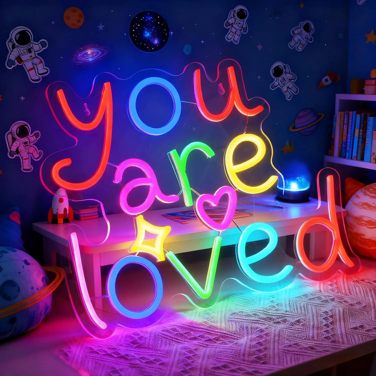 

Неоновая LED-лампа USB «Ты любим» – подарок для детей, регулируемая, для спальни, детской, игровой комнаты, класса, декора стен на День святого Валентина