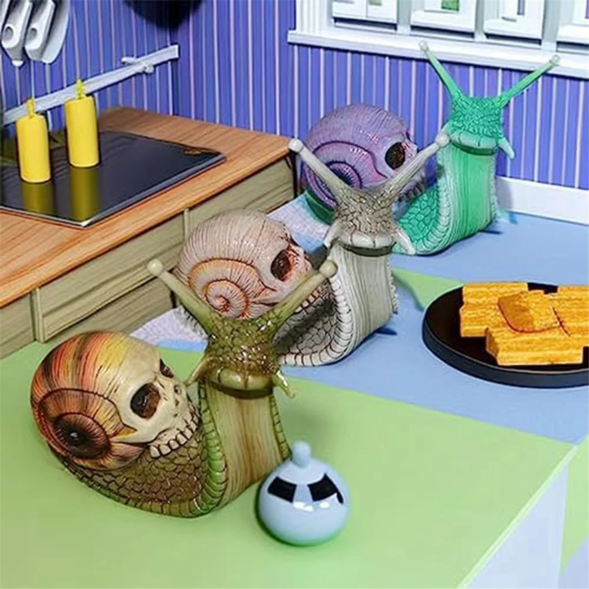 Cráneo de Caracol de Halloween, escultura de Calavera, artesanía de resina para decoración del hogar, decoración de patio al aire libre, escultura de Arte de Calavera, adorno C