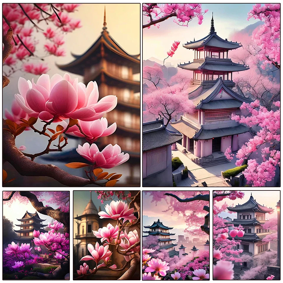 

Colorful Japanese Sakura Tree 5D DIY Diamond Painting Embroidery Full House Cross Embroidery Orchid Mosaic Home Decoration