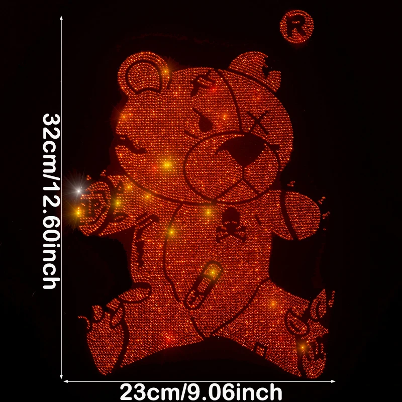 Glitzernder 3D-Aufnäher mit laufendem Bären-Strasssteinen zum Aufbügeln für T-Shirts, Jacken, Heimwerkerbekleidung und Wandkunst-Dekoration, verspielte Tierakzente