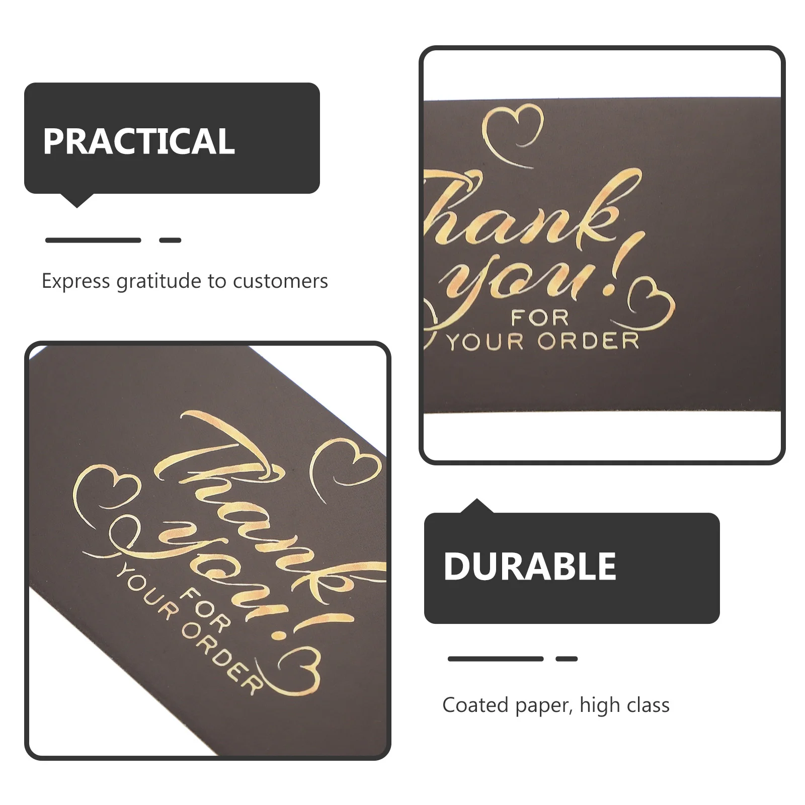 

50Pcs Portable Lightweight Thank You Cards Elegant Small Business Thank Supply Delicate Blank Cards for Client Notes