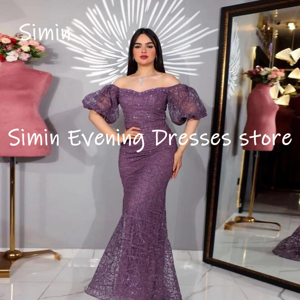 

Simin Tulle Off-the-shoulder Neckline Sequins Mermaid Formal Prom Gown Floor-length Evening Elegant Party dresses for women 2023