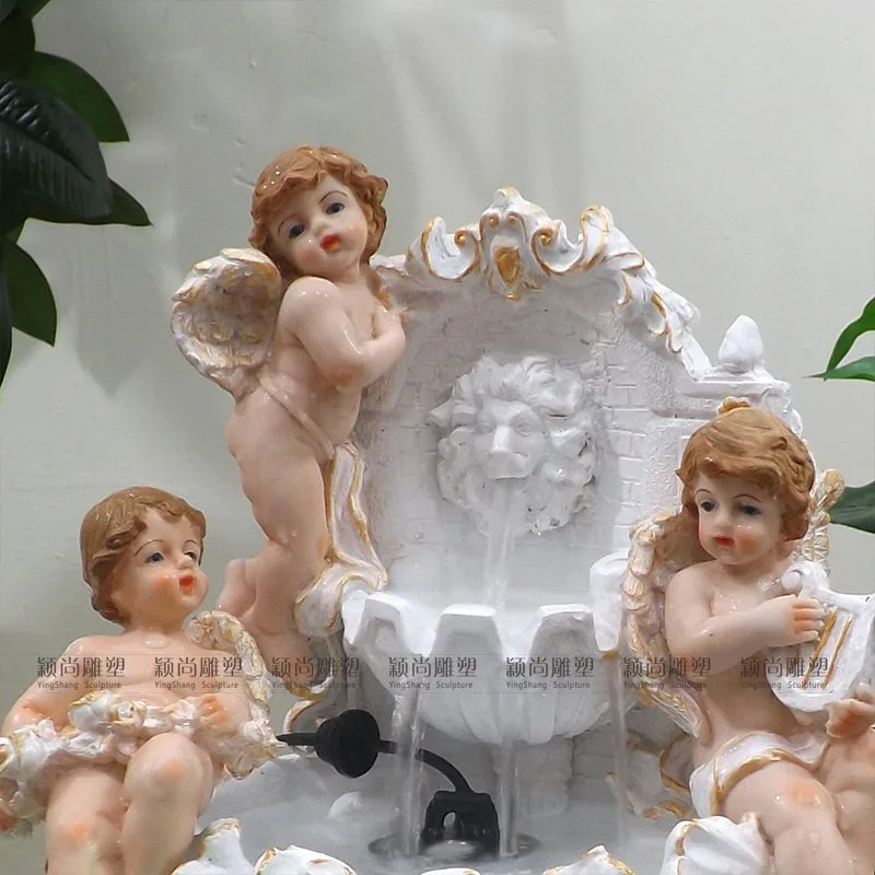 European small desktop water humidifier Cupid angel handicrafts indoor home decoration resin ornament