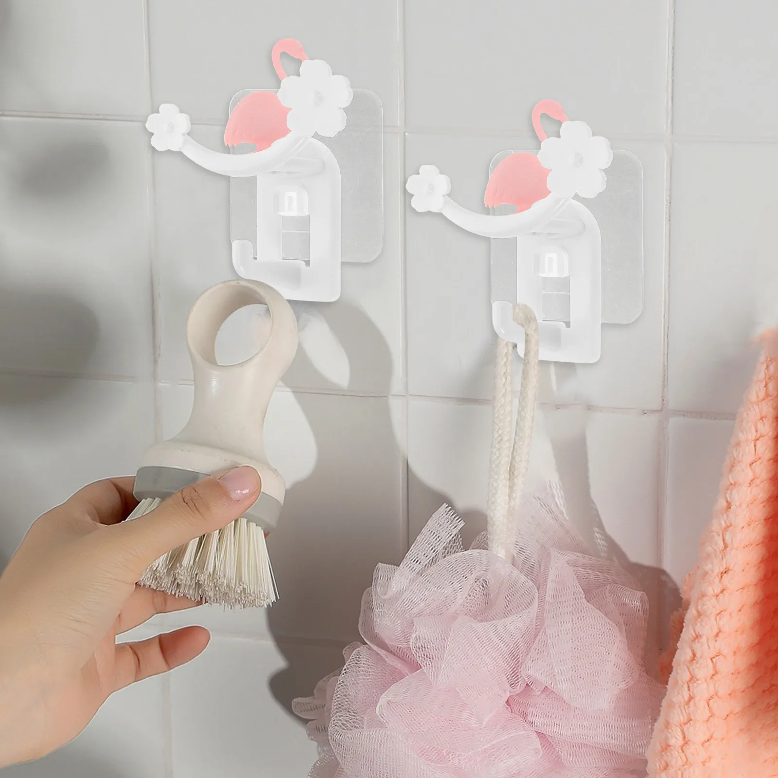 Flamingo Decorative Wall Hook Heavy Duty Self Adhesive for Bathroom Door Kitchen Towels Coats Keys No Drilling Required Cute