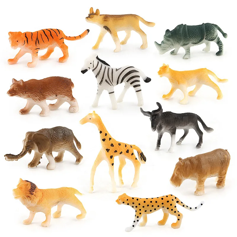 Simulation Animals one set 12pcs Model Children's Cognitive Education Micro Ornaments Plastic Decoration Baby Toy A0501