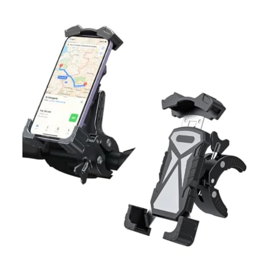 

Universal Motorcycle Phone Mount AntiShake Bicycle Handlebar Cell Phone Holder with Secure Lock Adjustable Motorbike Smartphone