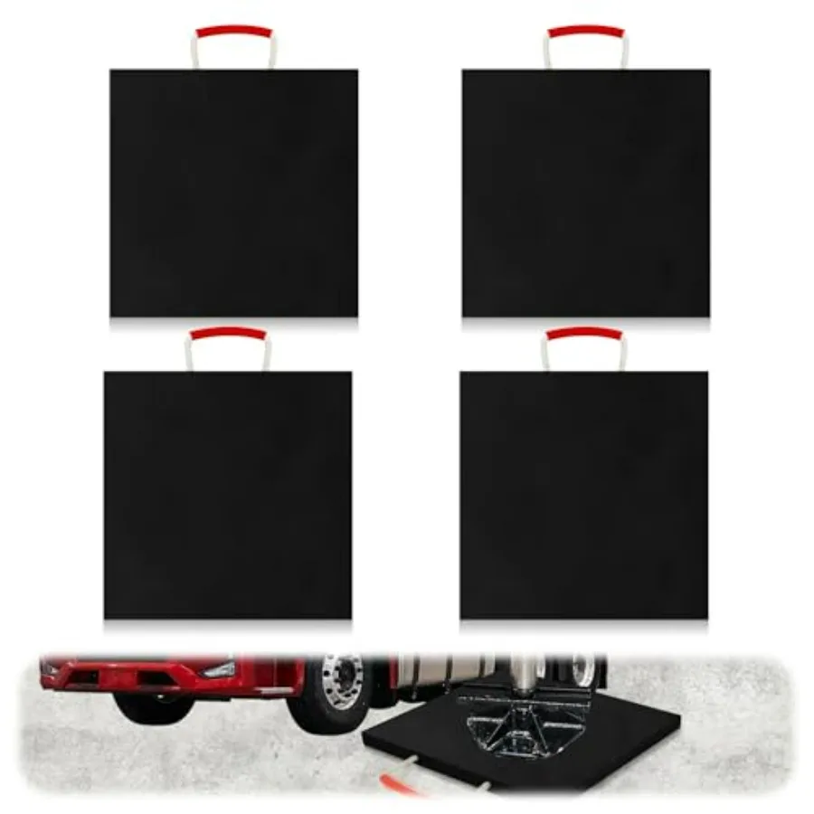 

4 Pack RV Outrigger Pads Strong RV Jack Pads Stabilizing Blocks with Handle 12 x 12 x 1 RV Leveling Pads for Crane Trailer Wrec