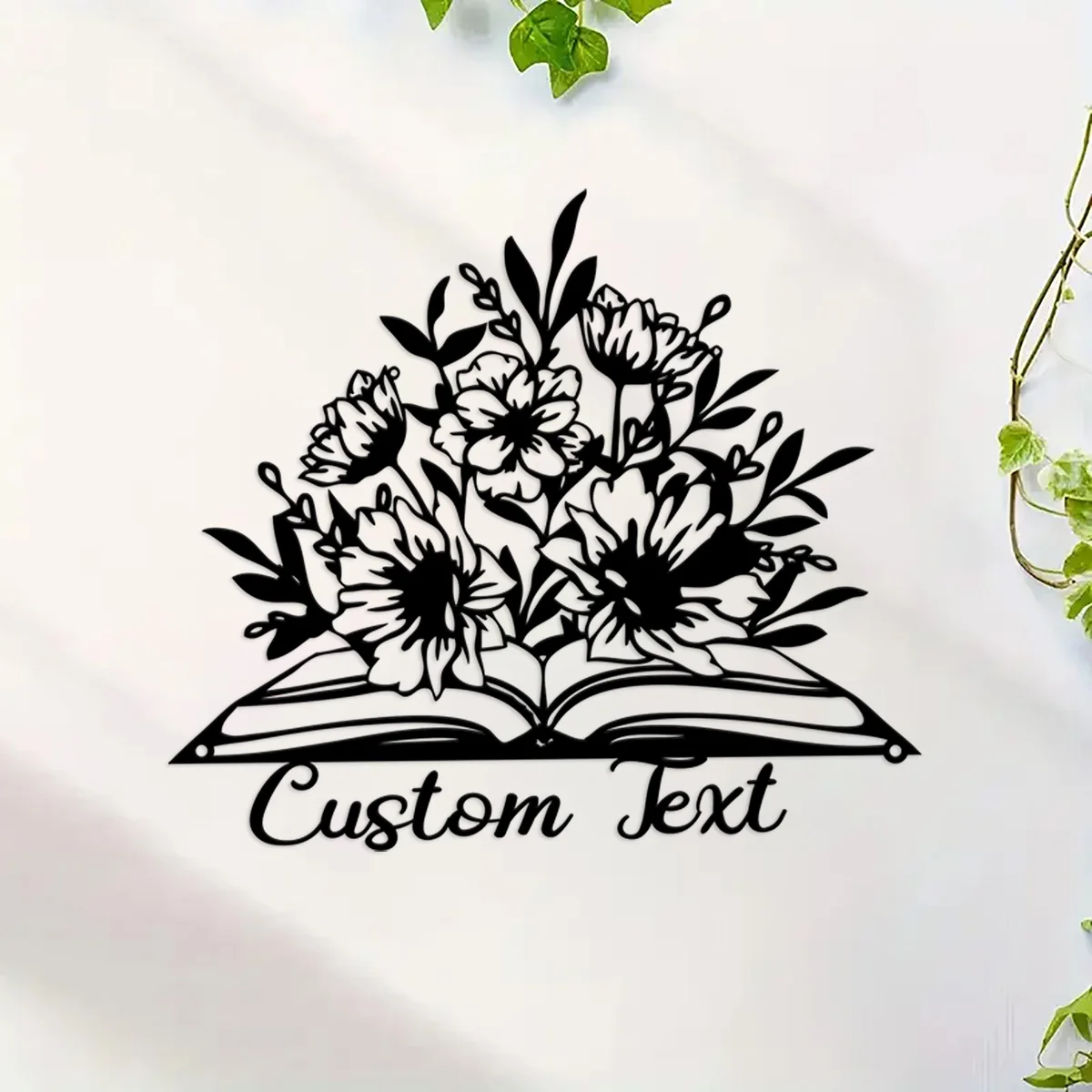 Custom Personalized Book Nook Sign Custom Name Book Lover Gift Metal Sign Wall Art Home Reading Corner Book and Flower Study