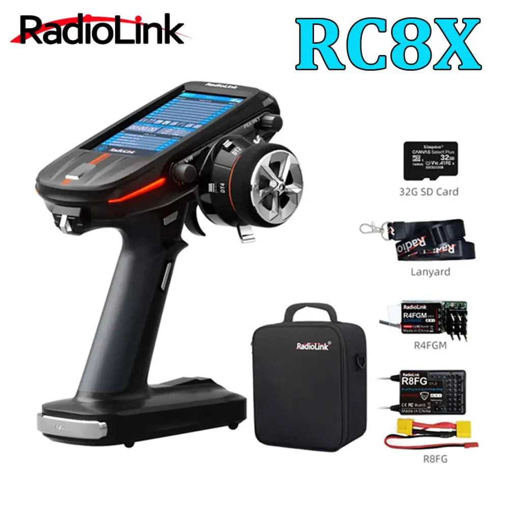 

Radiolink RC8X 2.4G 8CH 4.3inch LCD Touch Screen Transmitter Compatible with TBS CRSF R8FG R4FGM Receiver for RC Car Boat Robot