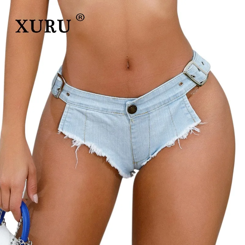 XURU - European and American New Women's Low Waist Sexy Jeans, Spicy Girl Looks Thin and Elastic Summer Denim Shorts Hot Pants