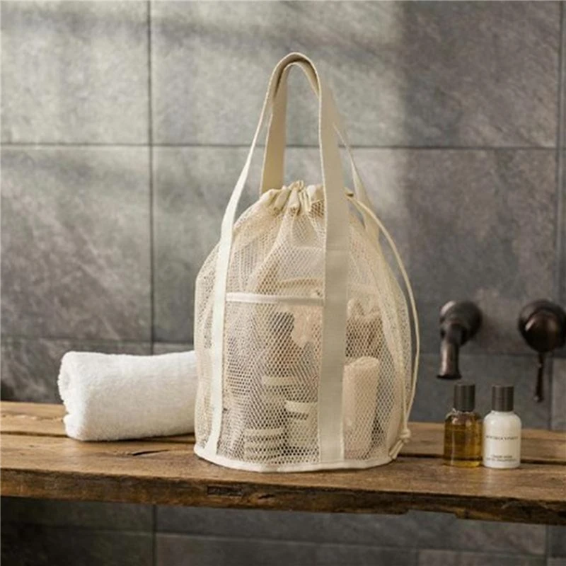 Toiletries Transparent Storage Bag Travel Hollow Mesh Storage Bag Bathroom Swimming Beach Bag Mouthwash Folding Bucket Bag