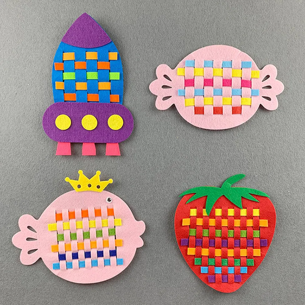 

Набор из 6 штук: Нетканые материалы для плетения, развивающие DIY-наборы для детей, раннее обучение, развитие координации рук и глаз для дошкольников