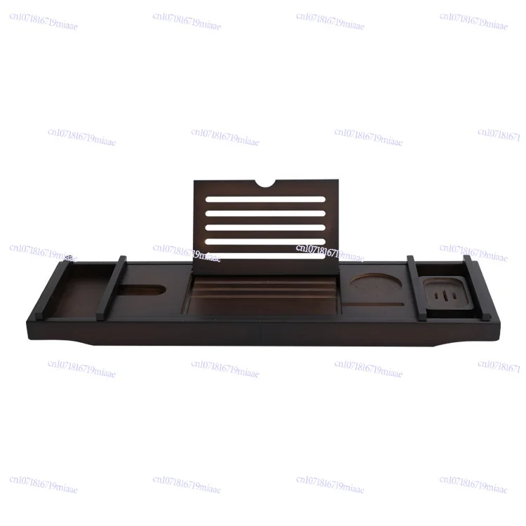 Bamboo and wood retractable bathtub rack with towel rack, flat bracket, soap box, bathtub tray available in a variety of colors
