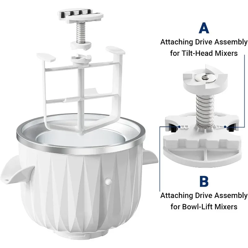 Maker Bevestiging Voor Stand Mixer, 2 Liter Ijs Attachment Past Voor 4,5qt En Grotere Tribune Mixers, Yoghurt