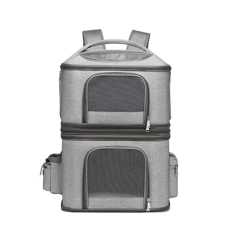 

Double Layer Pet Backpack Detachable Portable Outdoor Dog Carrier, Foldable Aviation Box for Cats and Dogs