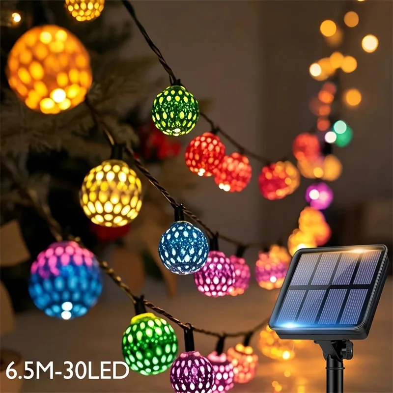 TOPMAYA 50 30 20LED Solarne Lampki Sznurowe Zewnętrzne Wodoodporne 8 Trybów Lampki Dekoracyjne do Ogrodu Patio Wesela Bożego Narodzenia Dekoracje Marokańskie