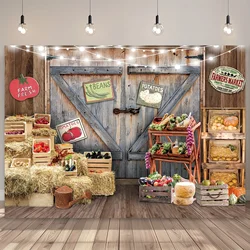 Farm Cake Crushing Background Market Garden Vegetables and Fruits Birthday Rural Wooden Feast Photography Background