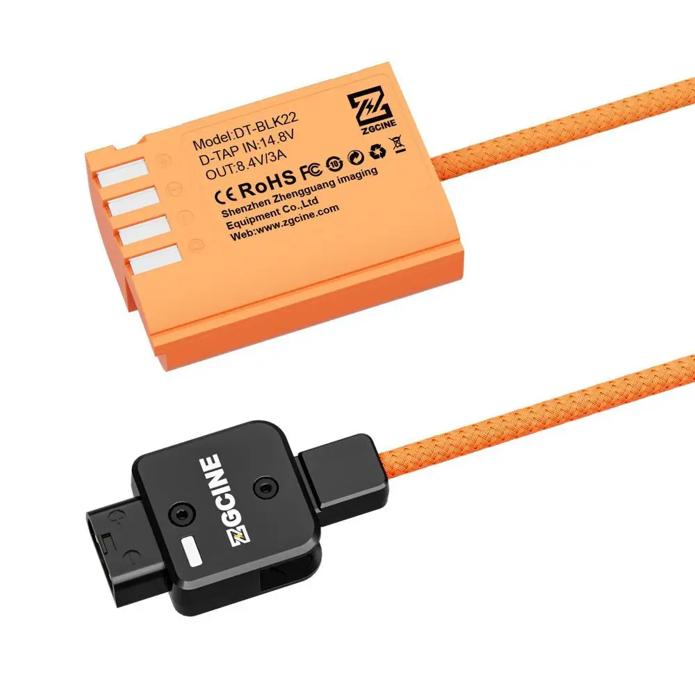 Kabel ZGCINE USB-C PD do BLK22 i D-Tap do BLK22 z atrapa baterii, oplotowany, 60 cm, do Panasonic GH5, GH5S, G9, LUMIX S5, S5 II — zdjęcie produktu 5