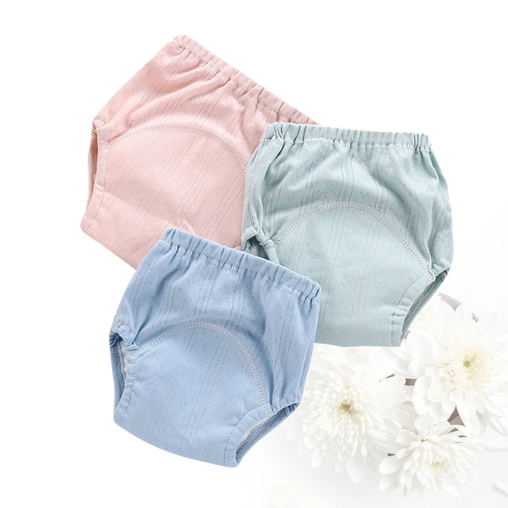 

3 шт., штаны для приучения к горшку для младенцев, водонепроницаемые, дышащие, многоразовые, мягкое хлопковое нижнее белье, 4 слоя, тренировочные штаны разных цветов