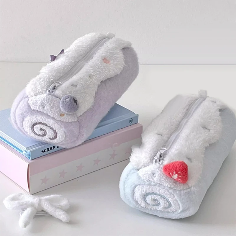 1Pcs Lovely Bakery-Themed Pencil Case Swiss Roll Plush Style Large Capacity Cute Stationery Box for Girls School Present