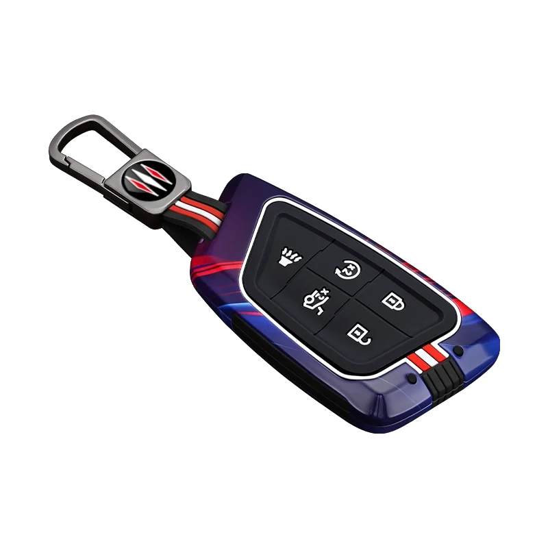 Racing Sport Car Key Fob Cover for Cadillac, Hard Shell Protective Key Case with Keychain, Anti‑Drop Remote Key Holder