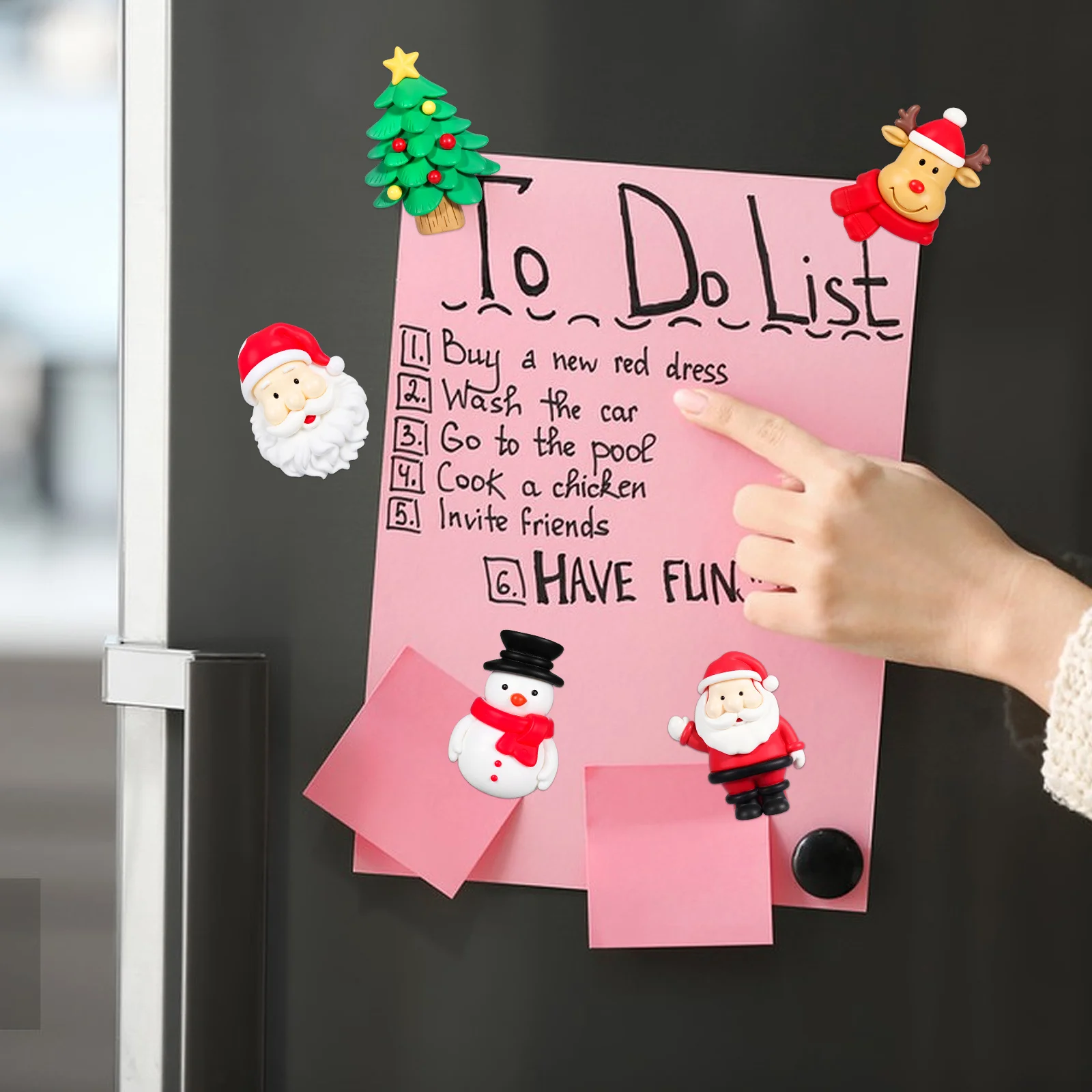 

5Pcs Santa Claus Magnets Christmas Charms Refrigerator Magnet Xmas Kitchen Decor Fridge Magnets for Home Office