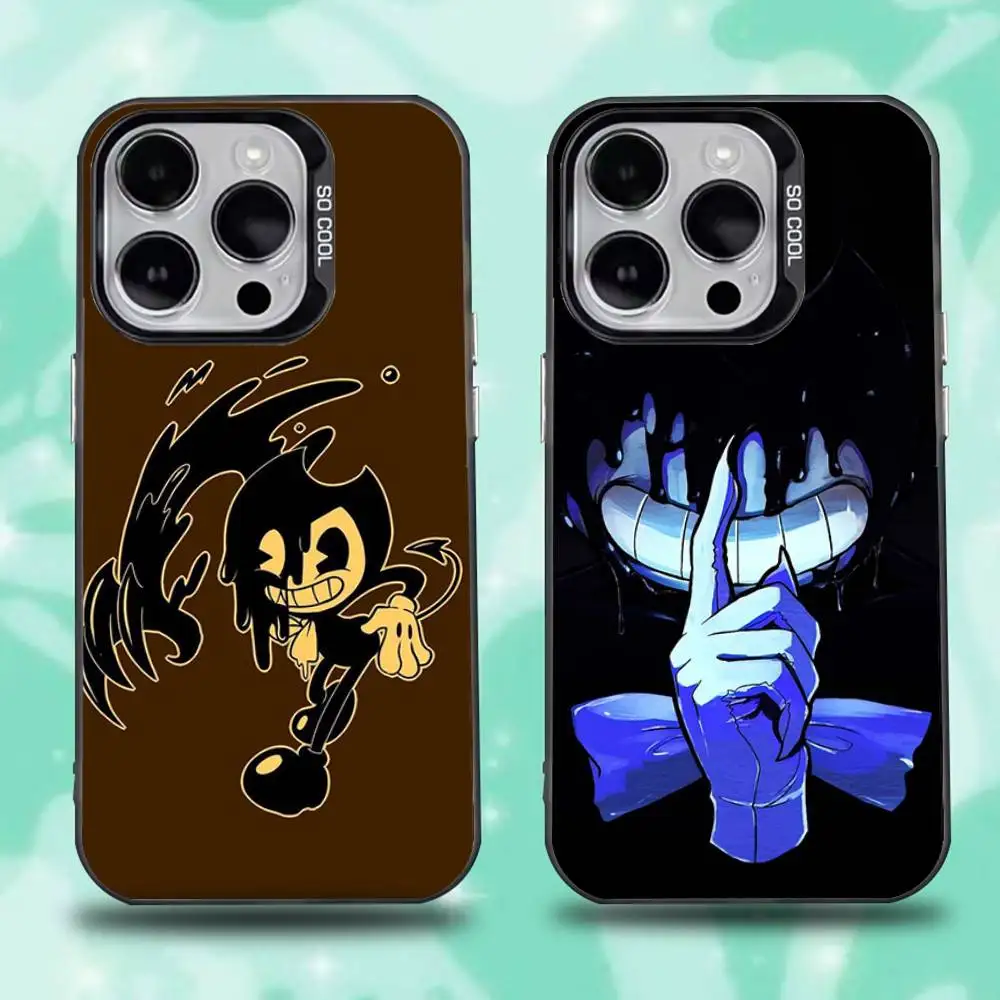 

Game B-Bendy Phone Case For iPhone 16,15,14,13,12,11,Pro,Max,Plus,Mini,XS,SE Anti Fall Black Matte Hard Bumper