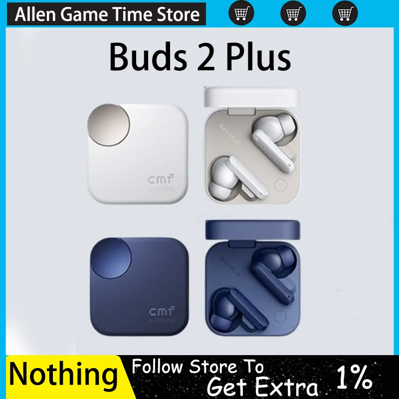 سماعات أذن CMF by Nothing Buds 2 Plus لاسلكية تعمل بالبلوتوث، سماعات أذن هجينة نشطة للحد من الضوضاء، صوت محيطي، عمر بطارية طويل