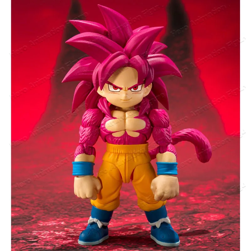 In Stock BANDAI Original Box S.H.Figuarts DRAGON BALL SON GOKU MINI SSJ4 SHF Action Figure Model Gift for Kid Foam Box Packaging view 3