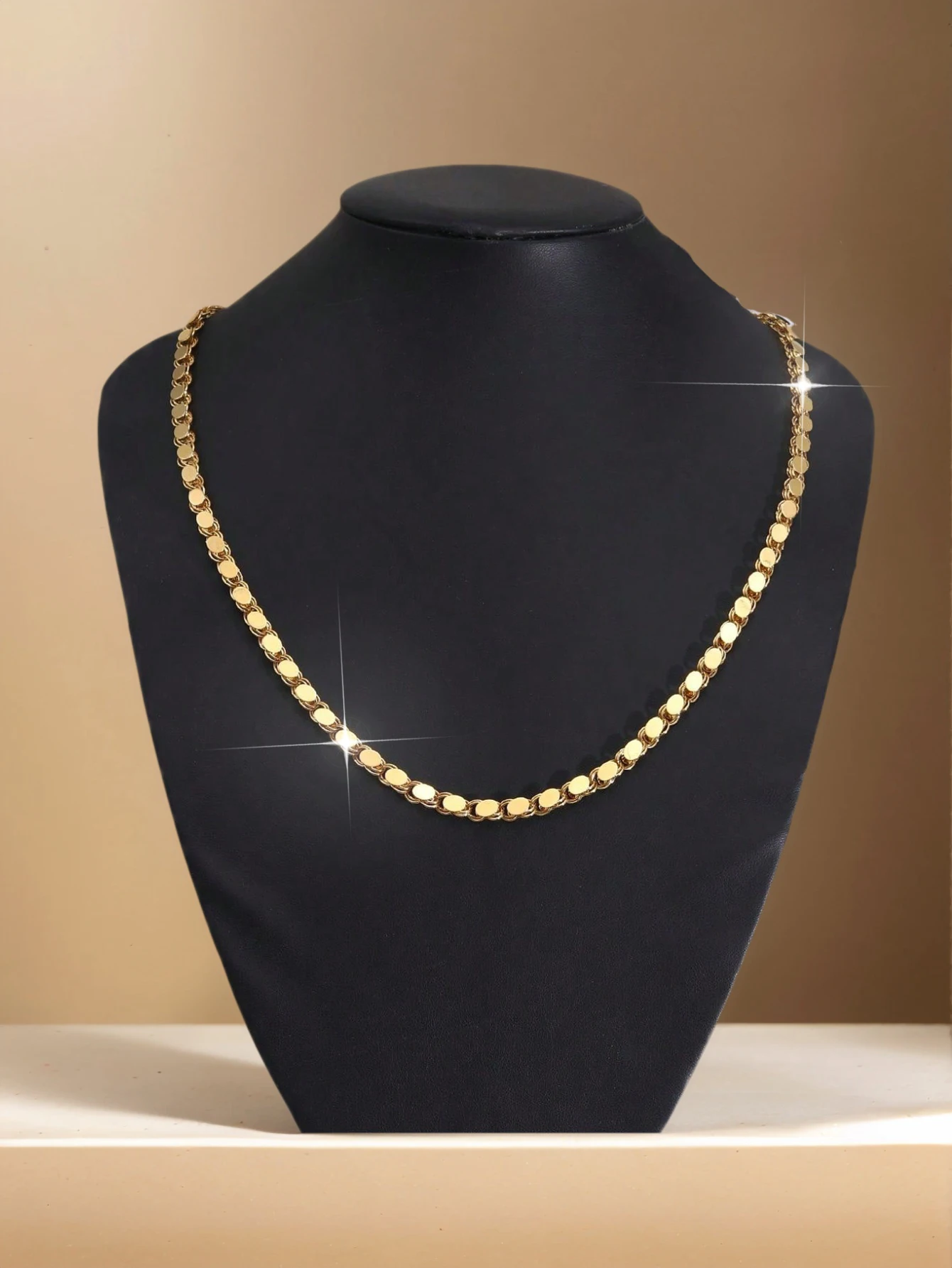 Einfache DIY 24K vergoldete ovale handgefertigte Damen-Halskette mit mehreren Längen, Damen-Hochzeitsfeier, Bankett, Kleidungszubehör – Detail 2