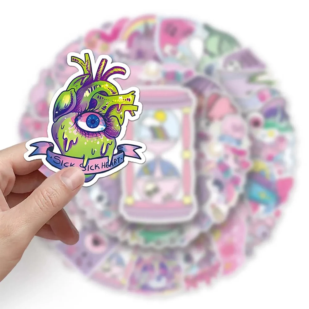 10/30/50pcs Colorful Gothic Skull Cartoon Stickers Cute Decals Waterproof Graffiti Notebook Skateboard Cool DIY Sticker Toys