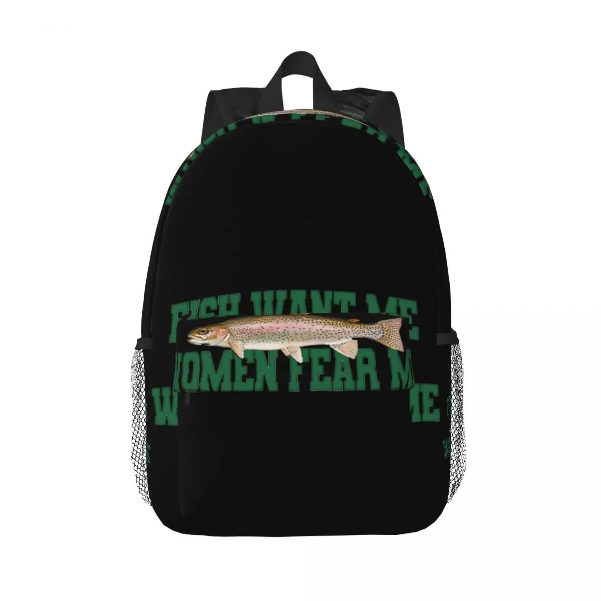 

Fish Want Me Women Fear Me Backpack Middle High College School Student Bookbag