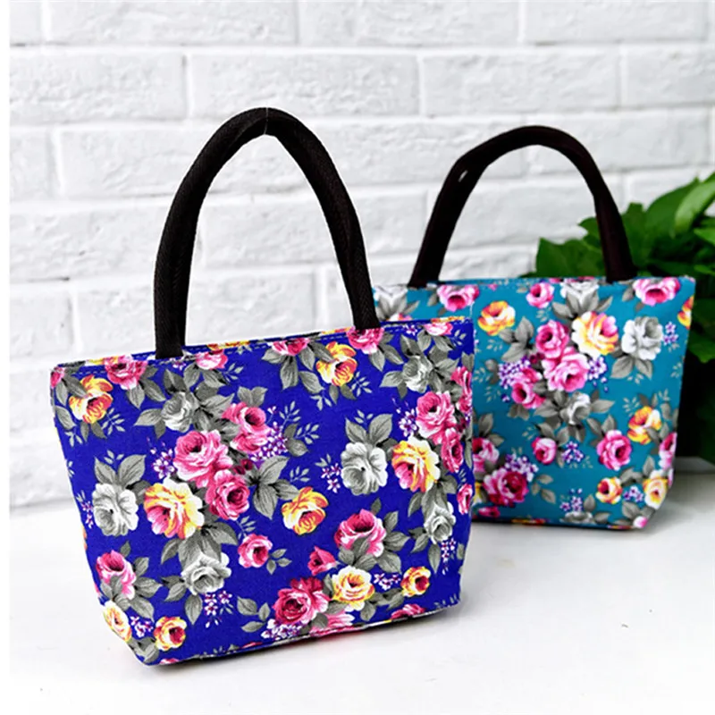 

Mommy Handbag Rose Print Western-style Canvas Bag Middle-aged and Elderly Travel Portable Bags
