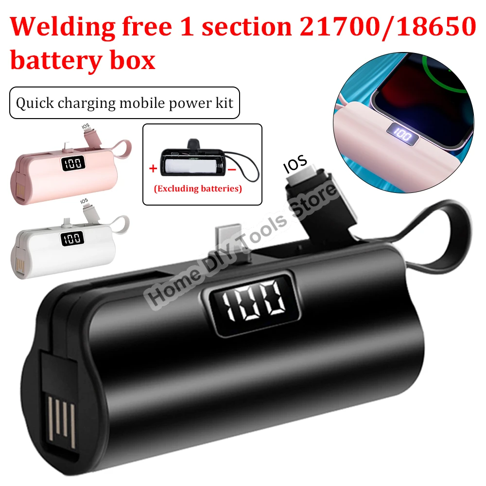 18650 obudowa ładowarki DIY opakowanie na Power Bank przenośny rękaw zasilanie mobilne 5V 2A 18650/21700 obudowa baterii dla smartfonów