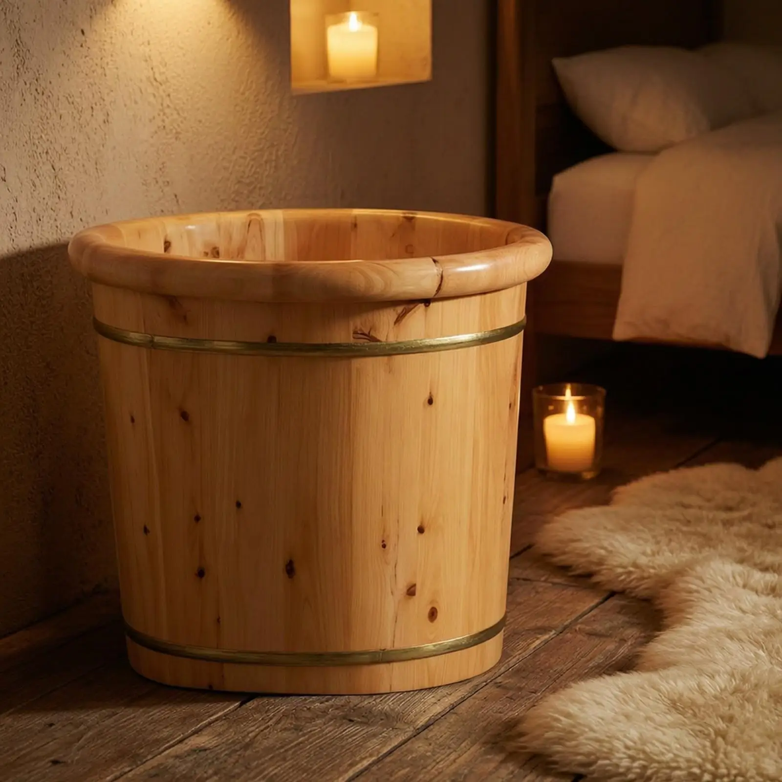 Wooden Foot Soaking Bucket for Home Spa Relaxation Barrel Style Foot Tub for Pedicure