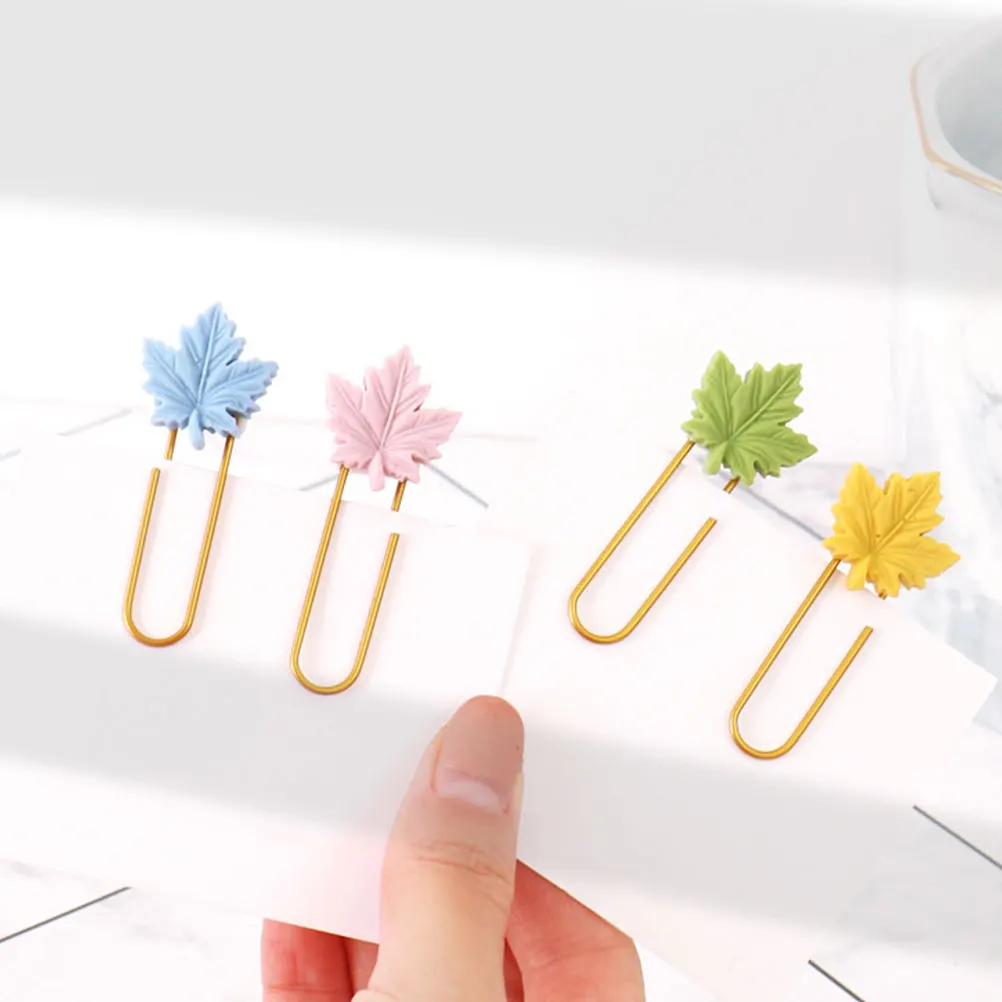 

20 Pcs Maple Leaf Bookmark Holder Decorative Binder Clips Cute Paper Cherry Blossom Metal