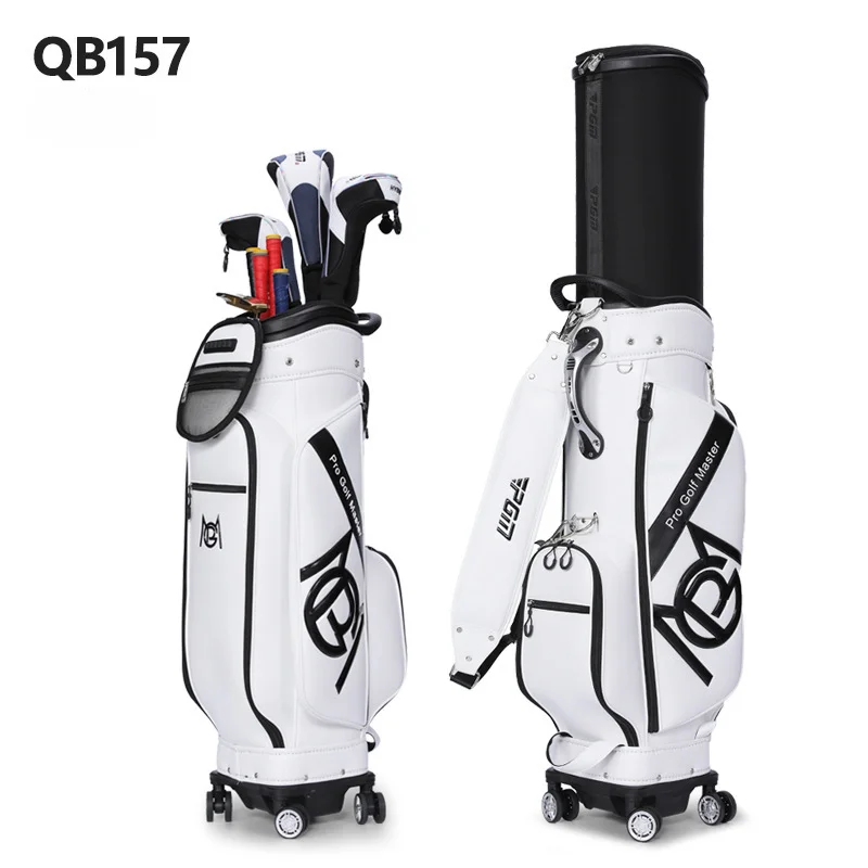 PGM Men Golf Bag Hard-shell Telescopic Microfiber Skin Universal Four-wheel Flat Push Air Consignment Golf Air Bag QB157