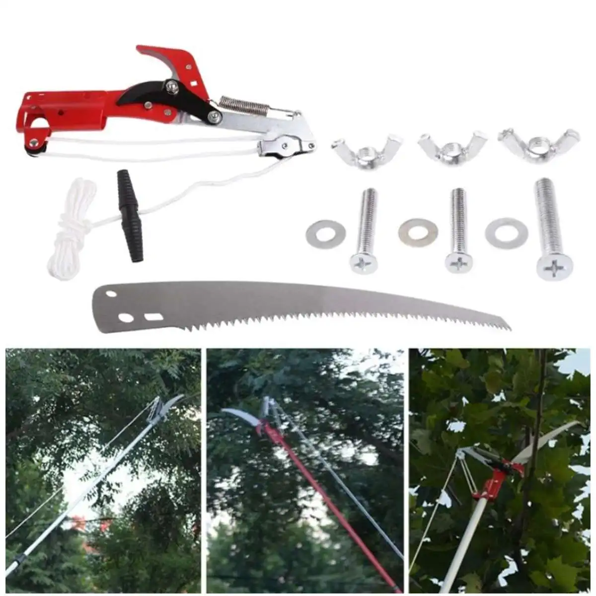 

High Altitude Two Wheels Pruning Scissors Tree Pruner Branches Cutter Garden Shears Saw Extendable Fruit Pick Cutting Tool