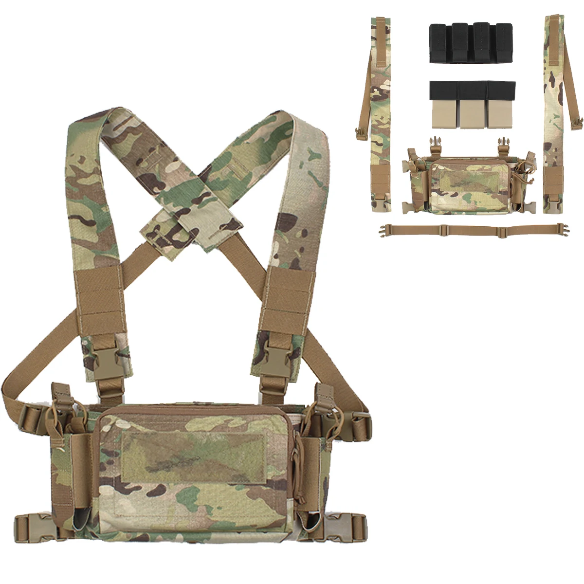 Airsoft Paintball Gear, 2.0 Tactical Chest Strap MK3 Outdoor Real CS Matte 500D With Triple Divider, And Quad Divider