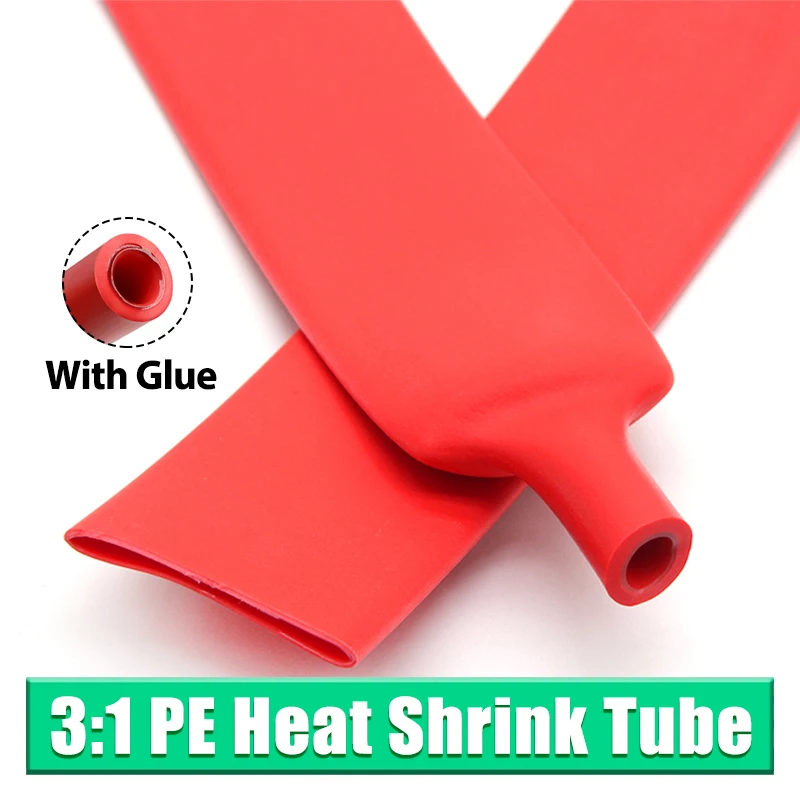 

1~10Meters 3:1 Red Heat Shrink Tube Thick Glue Dual Wall Tubing Polyolefin Insulated Shrinking Cable Sleeve Diameter1.6mm ~ 39mm