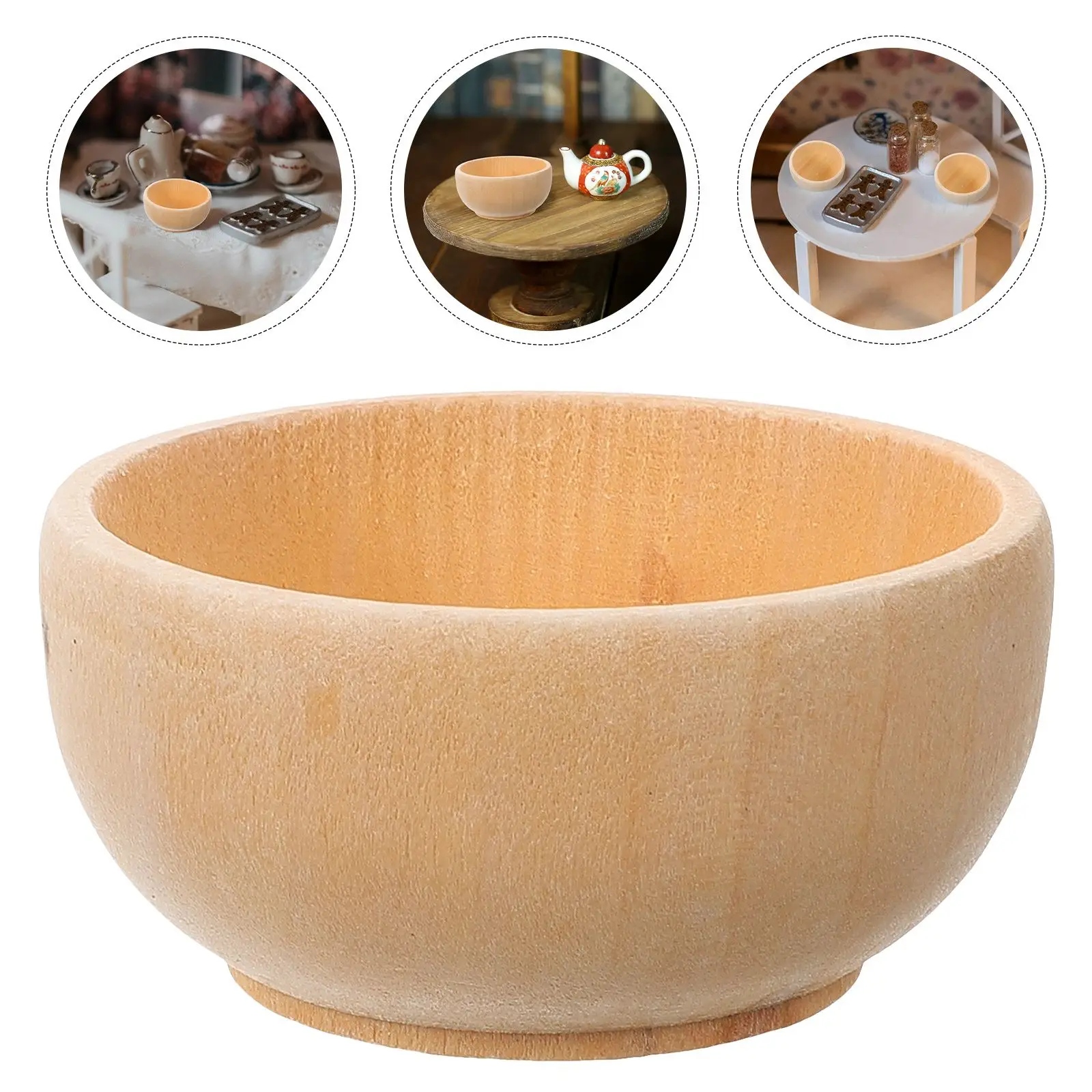 4pcs Unfinished Wood Craft Bowl Kids Wood Playthings DIY Wood Wood Bowls Toys Painting Toys Microlandscape Decor