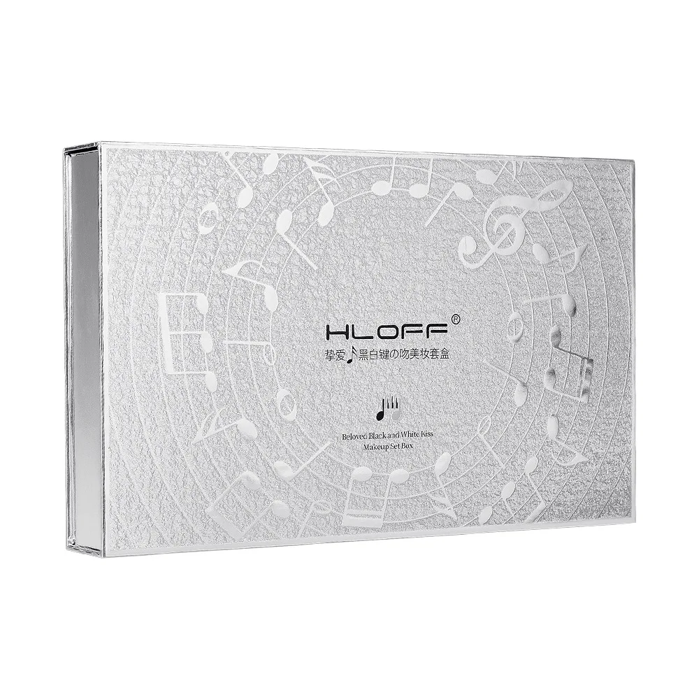 Hlof amado preto e branco chave beijo conjunto de maquiagem brilho labial batom almofada iniciante conjunto completo kit de maquiagem oito peças
