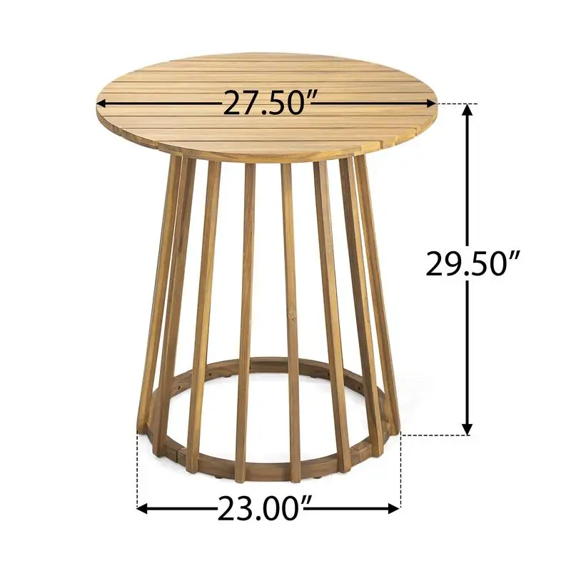 Outdoor Acacia Wood 3-Piece Round Bistro Dining Set, Teak Finish, Perfect for Patios and Gardens