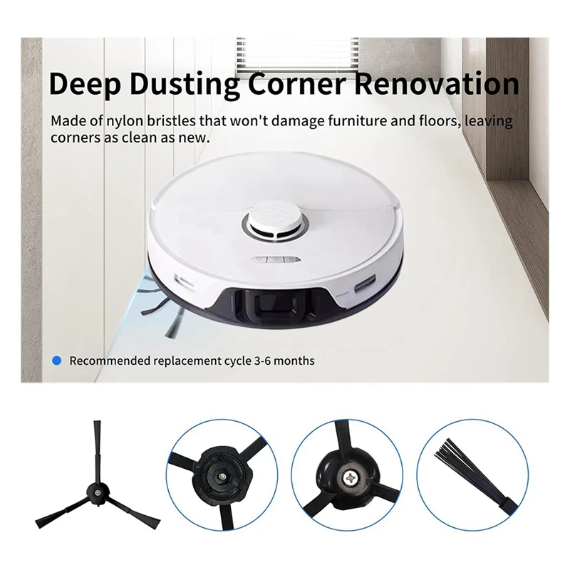 Kit de Acessórios para Robot Vacuum, Escova Principal Dupla, Escova Lateral, Filtro Hepa, Mop Panos, Compatível com Roborock S8 Pro, Ultra