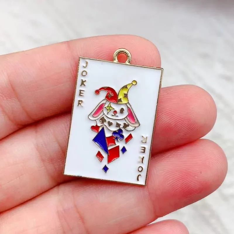 10pcs Poker Playing Cards Enamel Charms Ace Joker Metal Charms for Earrings Keychain Jewelry Making Supplies Diy Accessories