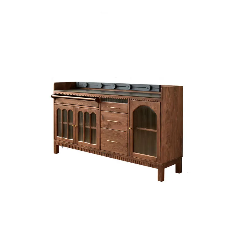 

North American black walnut dining side cabinet all solid wood retro style French