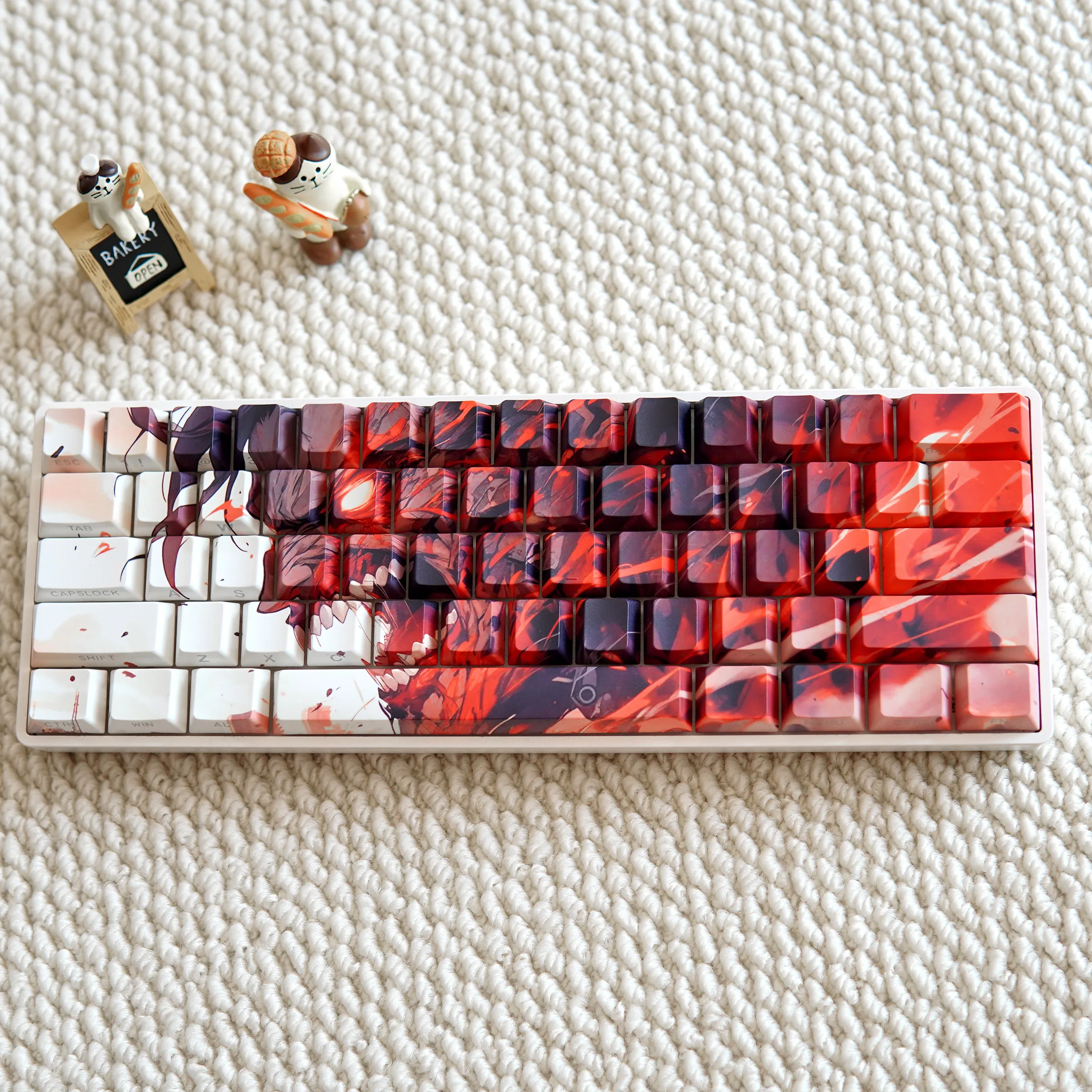 ATTACK ON TITAN Keycaps Red Versatile Cherry PBT Side Engraved Light-transmitting Five-sided Sublimation High-quality Key Cap