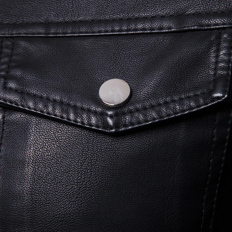 الخريف والشتاء جديد سليم صالح التلبيب الأدوات زائد الصوف سميكة سترة جلدية قصيرة موضة الشباب دراجة نارية سترة #4