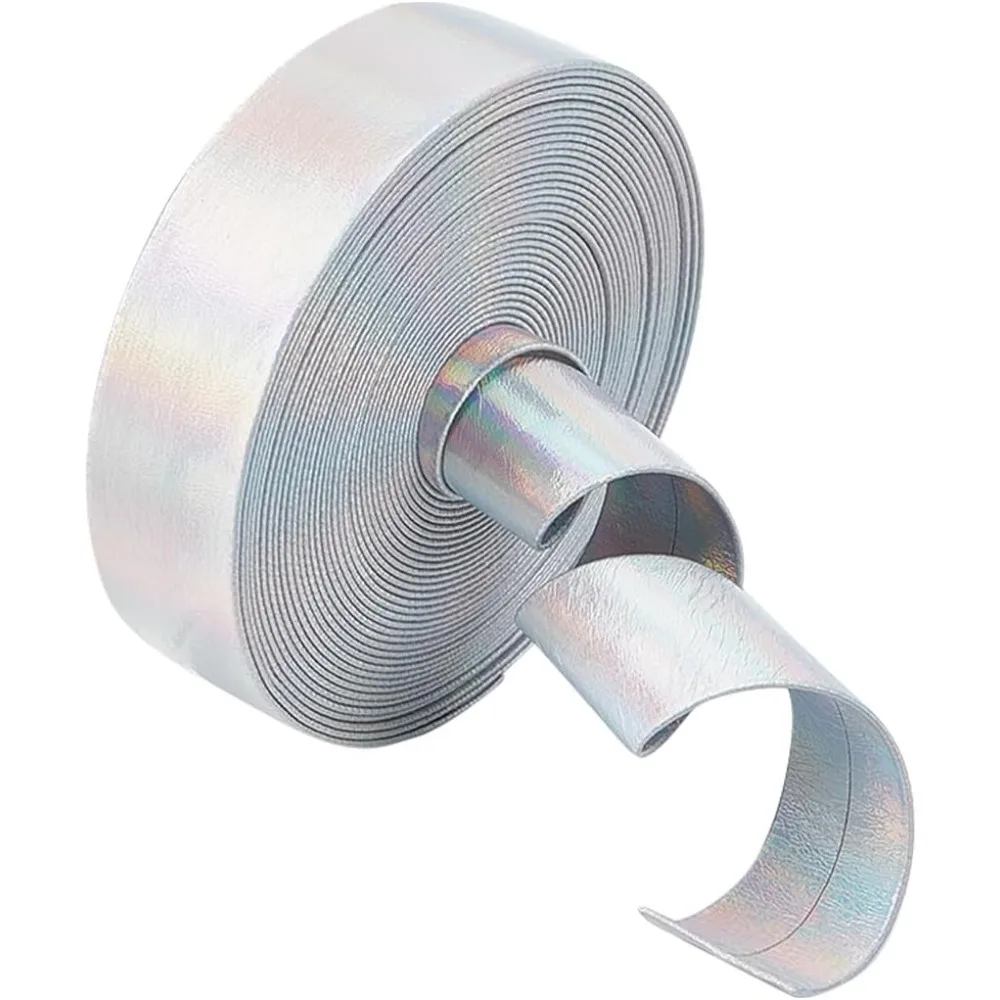 

4.6~5M Laser Flat Imitation Leather Cord Rainbow Color Cord for Clothes Decor Silver 20x0.8mm 4.6~5m/Roll